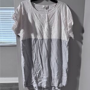 Umgee Two-Tone White and blue Short Sleeve dress